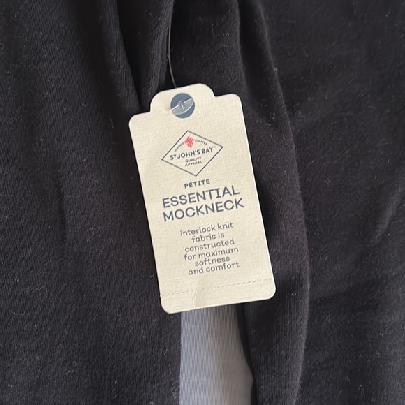 St. John’s Bay Black Long Sleeve Shirt Sweater Mockneck Petite Medium - Picture 4 of 9